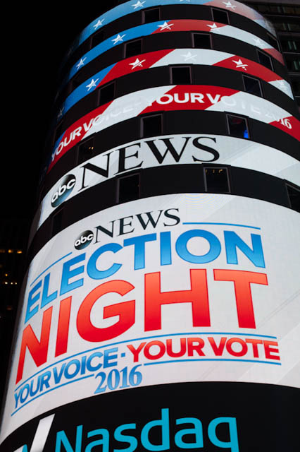 United States – presidential election at Times Square, 2016